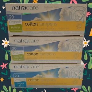 🍒4 for $20🍒 Natracare Organic Cotton Tampons 60pcs Regular & Super 3 packs